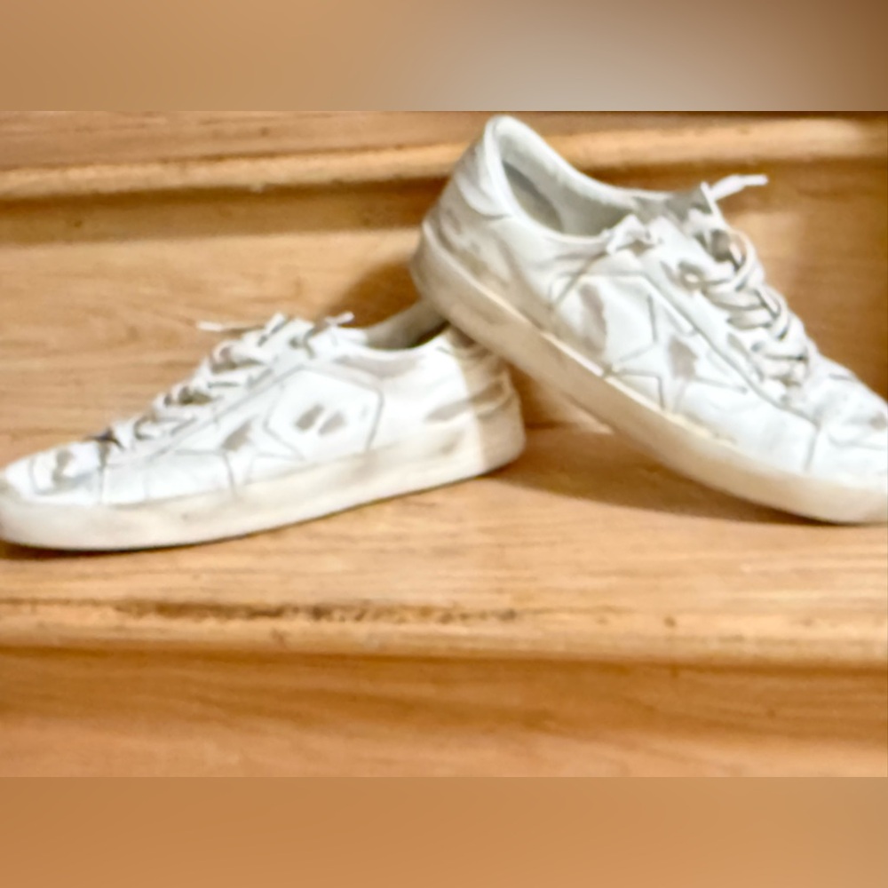 Golden Goose Men’s Stardan Low-Top Sneakers (White on White) - Men’s 13US/46EU - Picture 6 of 16
